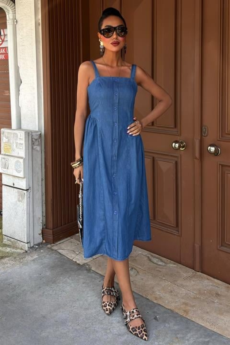 Corsage Detailed Midi Tensel Dress - Sobe Istanbul - Globality Store - Women Clothes Wholesale Turkey