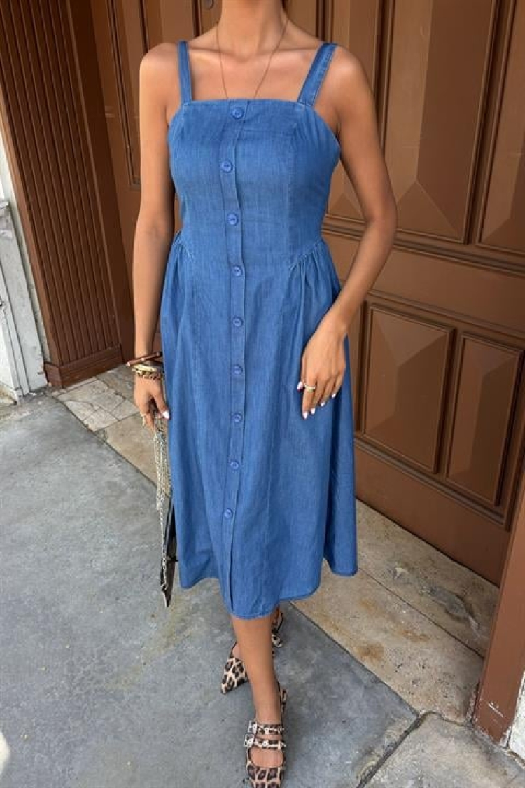 Corsage Detailed Midi Tensel Dress