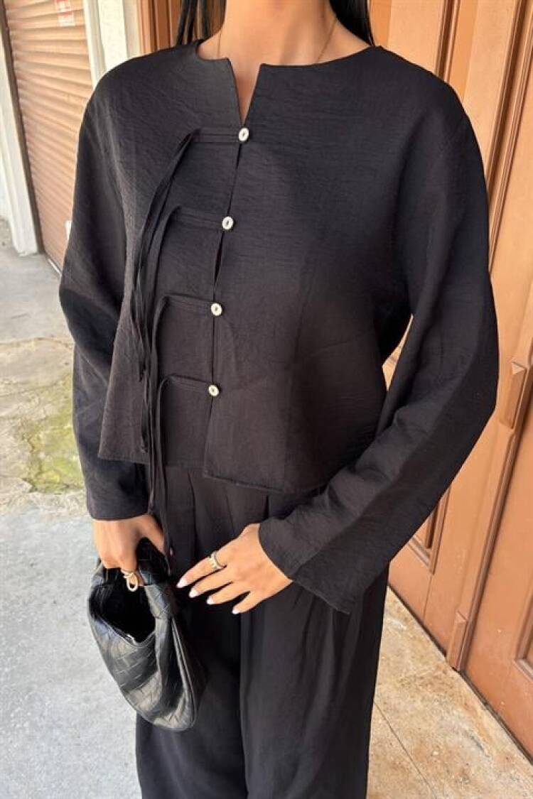 Slim Cord Detailed Front And Double Leg Trousers Suit