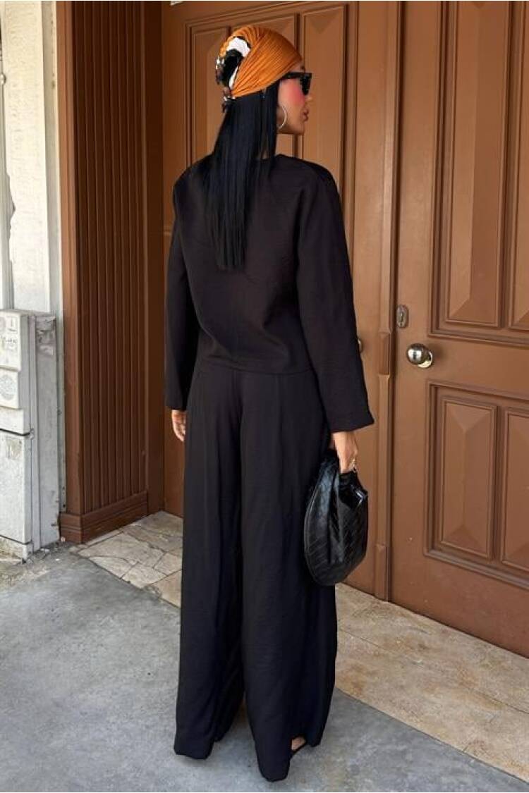 Slim Cord Detailed Front And Double Leg Trousers Suit