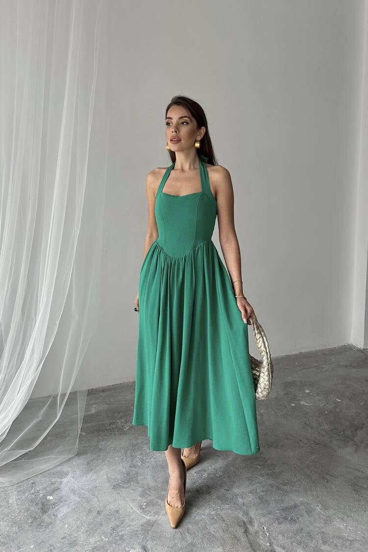 WholesaleTie Neck Linen Dress