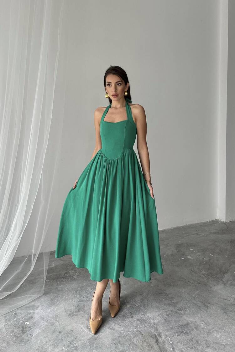 WholesaleTie Neck Linen Dress - Elisa - Globality Store - Women Clothes Wholesale Turkey