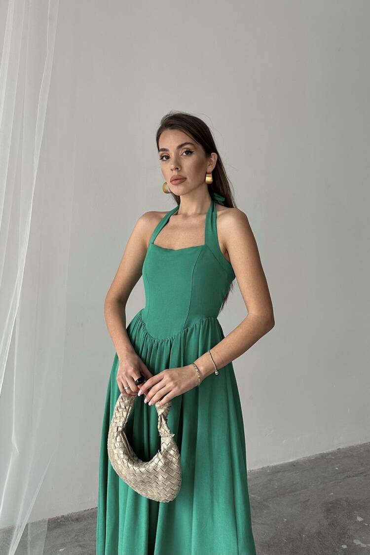 WholesaleTie Neck Linen Dress