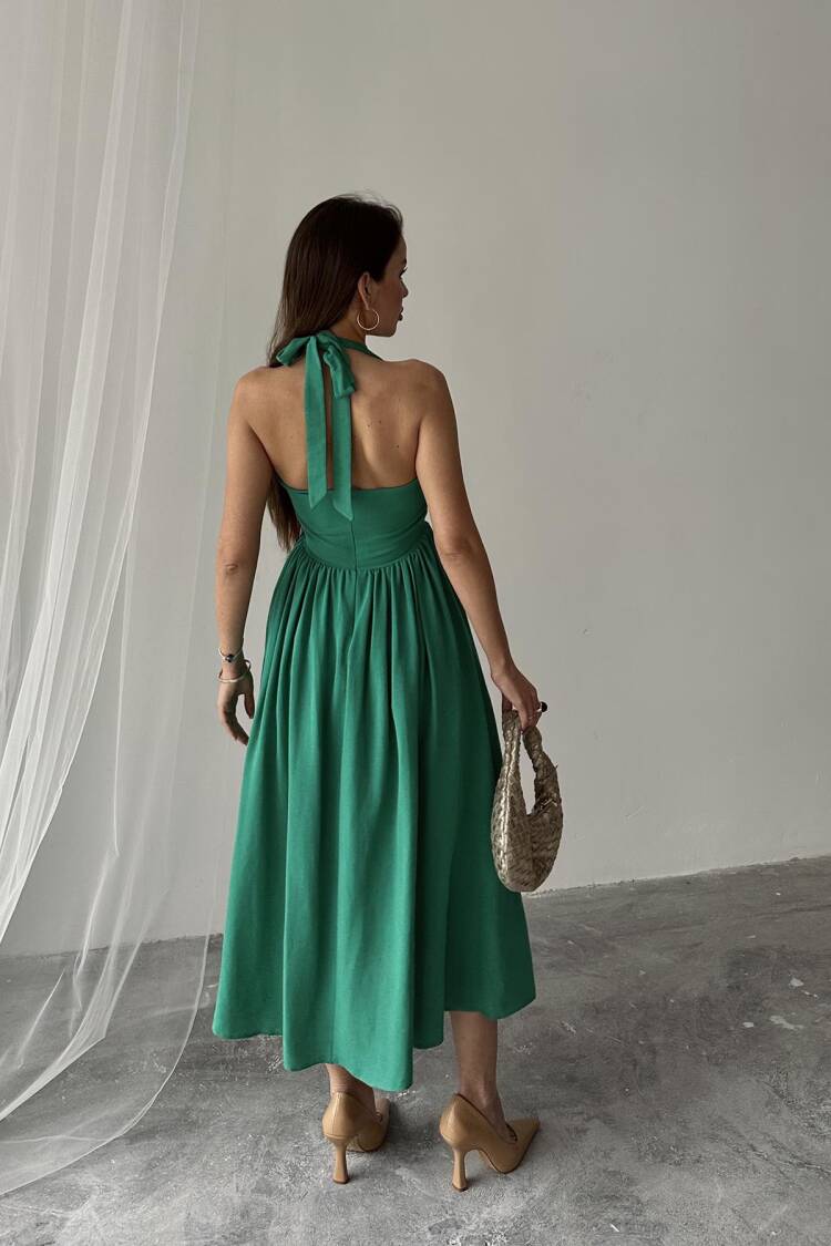 WholesaleTie Neck Linen Dress