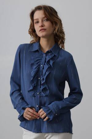 Ruffle Neck Chiffon Shirt - Reyon - Globality Store - Women Clothes Wholesale Turkey