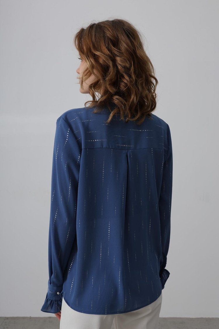 Ruffle Neck Chiffon Shirt