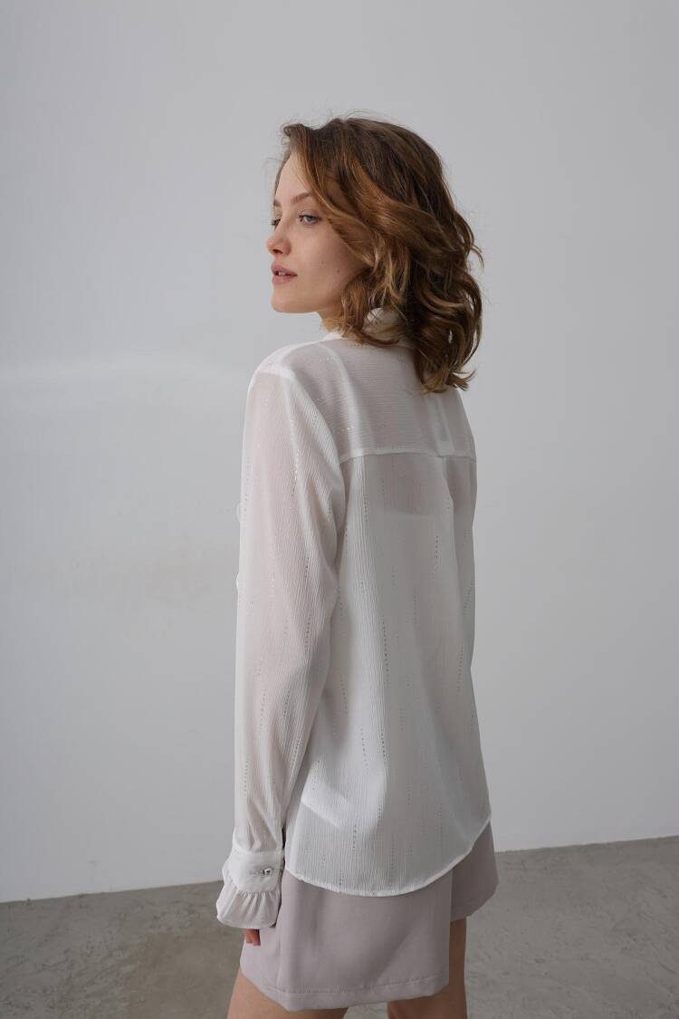 Ruffle Neck Chiffon Shirt