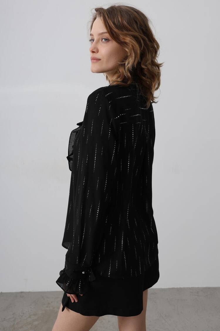 Ruffle Neck Chiffon Shirt