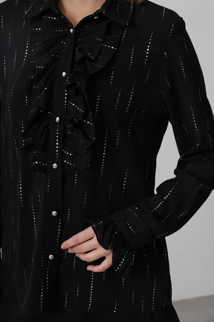 Ruffle Neck Chiffon Shirt