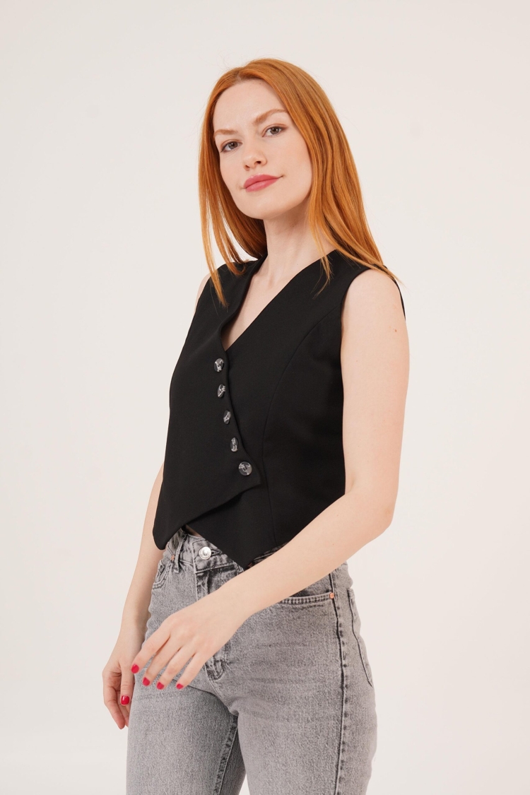 Triangular Cut WholesaleVest With V Neck Buttons