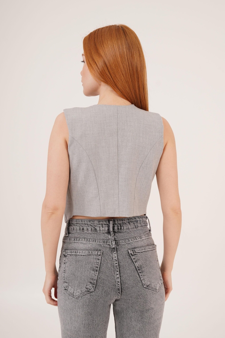 Triangle Cut WholesaleVest With V Neck Buttons