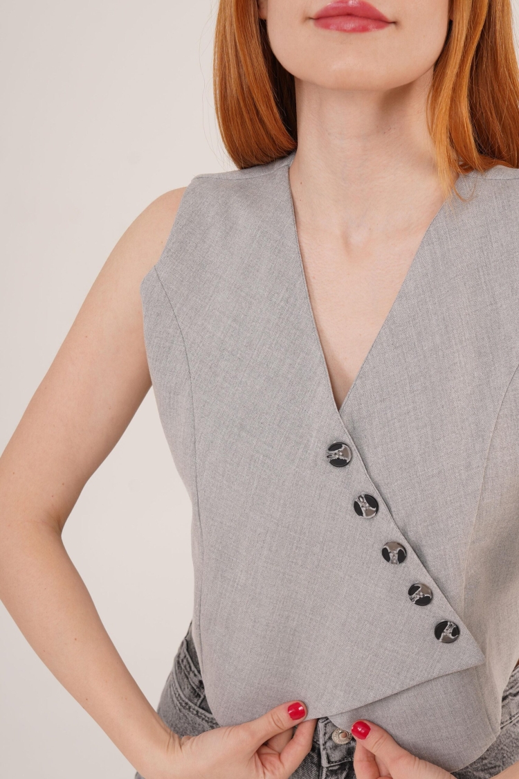 Triangle Cut WholesaleVest With V Neck Buttons