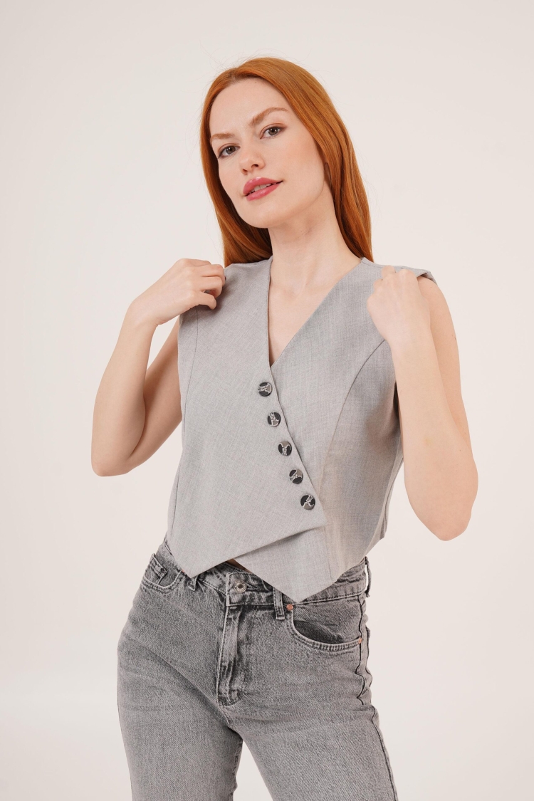 Triangle Cut WholesaleVest With V Neck Buttons