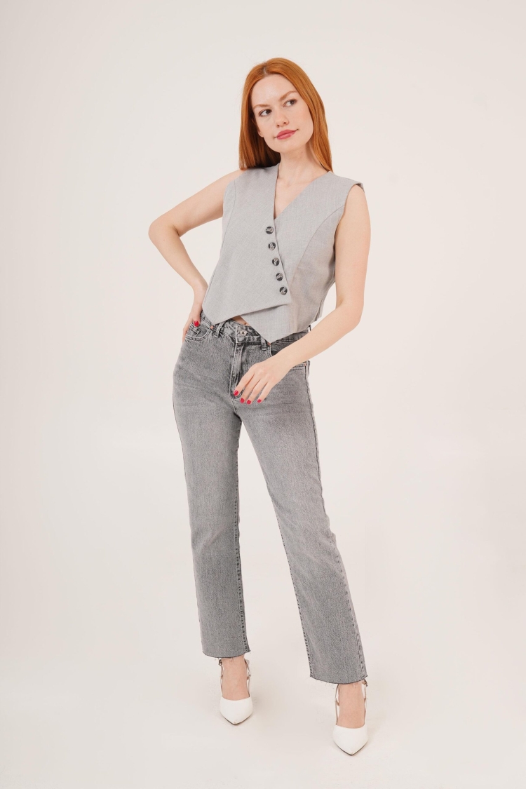 Triangle Cut WholesaleVest With V Neck Buttons