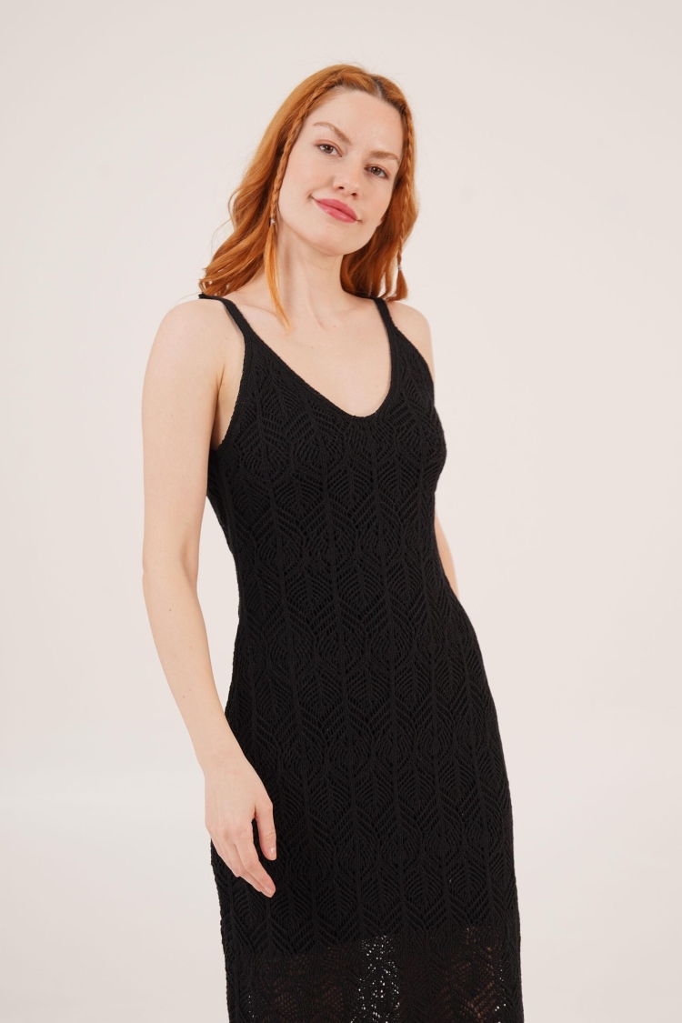 Openwork Strappy V Neck MaxiWholesale Dress