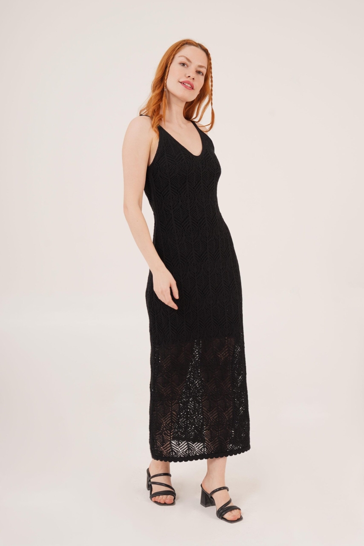 Openwork Strappy V Neck MaxiWholesale Dress