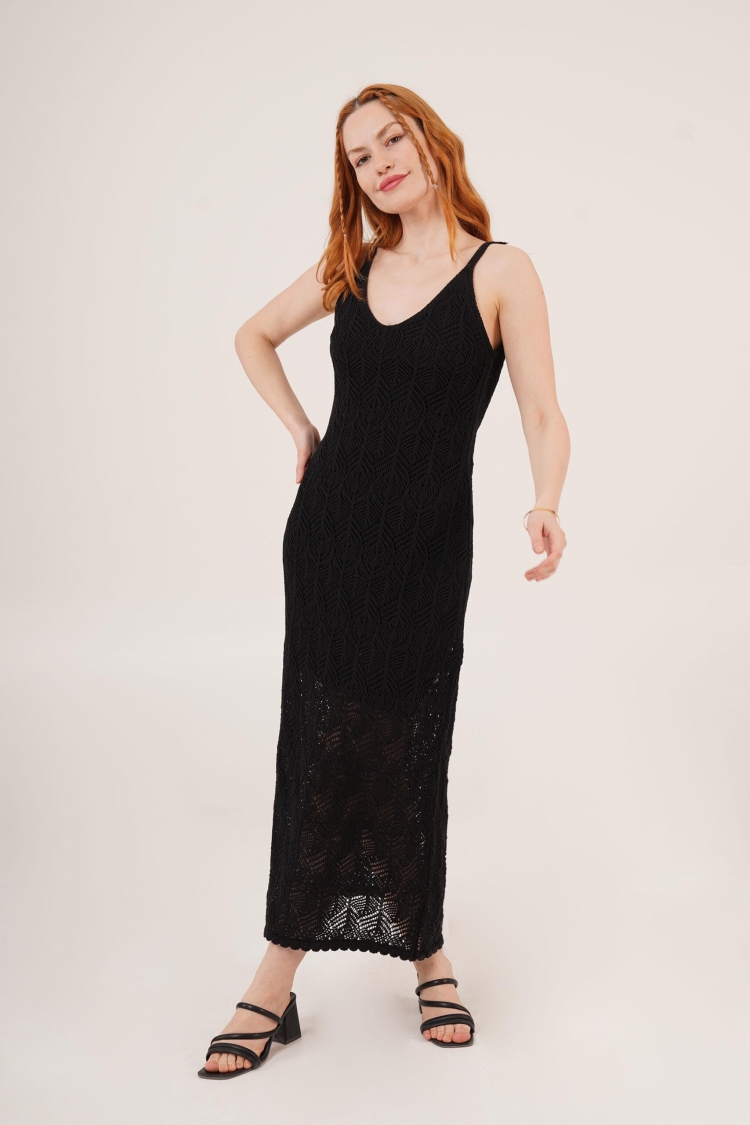 Openwork Strappy V Neck MaxiWholesale Dress