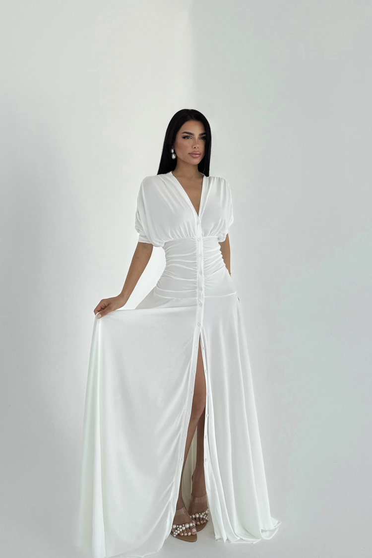 Button Detail Long Dress - EYYO ATELIER - Globality Store - Women Clothes Wholesale Turkey
