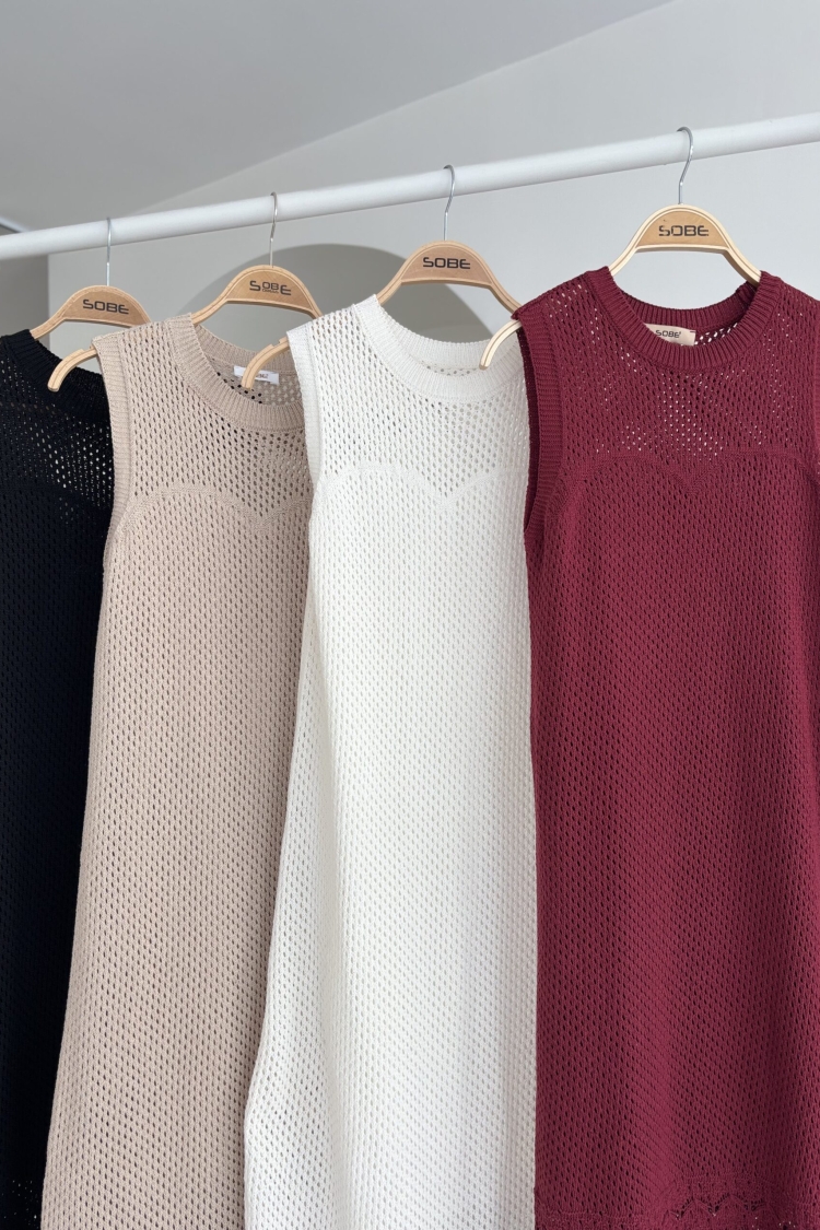 Afro Openwork Maxi Dress - Burgundy