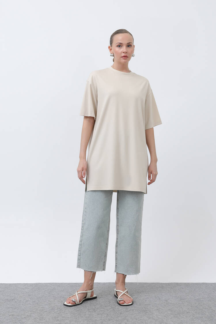Long Loose Fit Tshirt - Puane - Globality Store - Women Clothes Wholesale Turkey