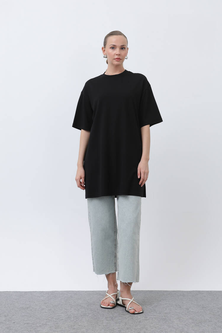 Long Loose Fit Tshirt - Puane - Globality Store - Women Clothes Wholesale Turkey