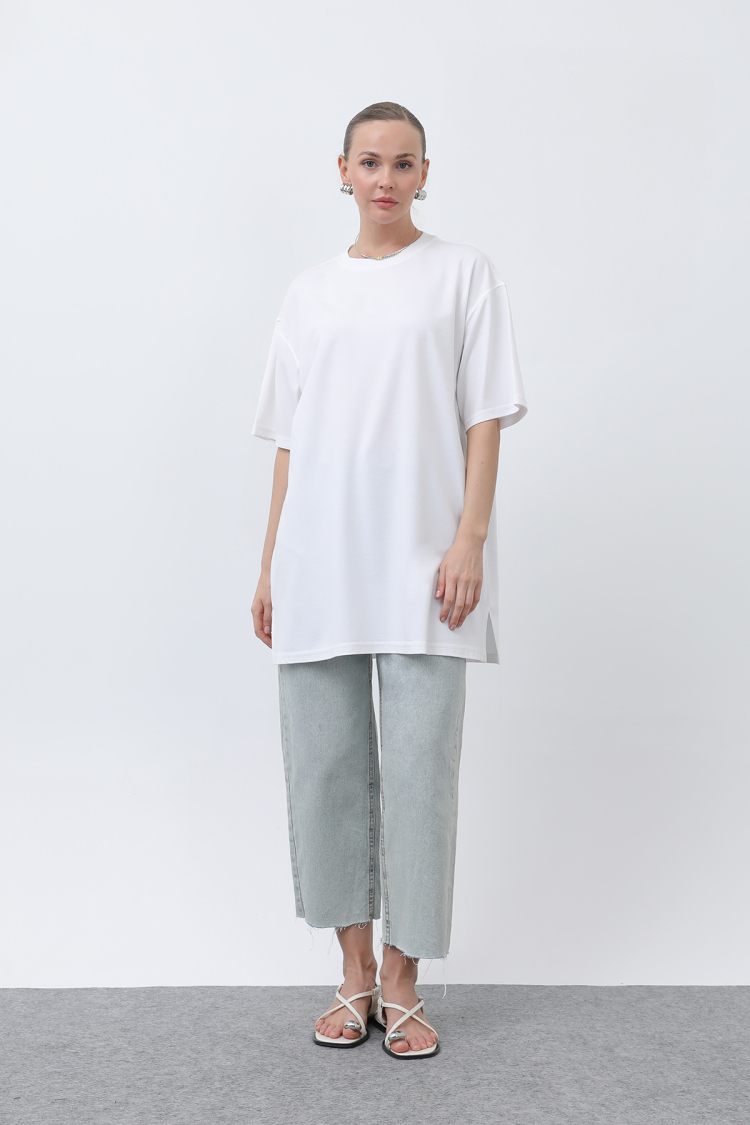 Long Loose Fit Tshirt - Puane - Globality Store - Women Clothes Wholesale Turkey