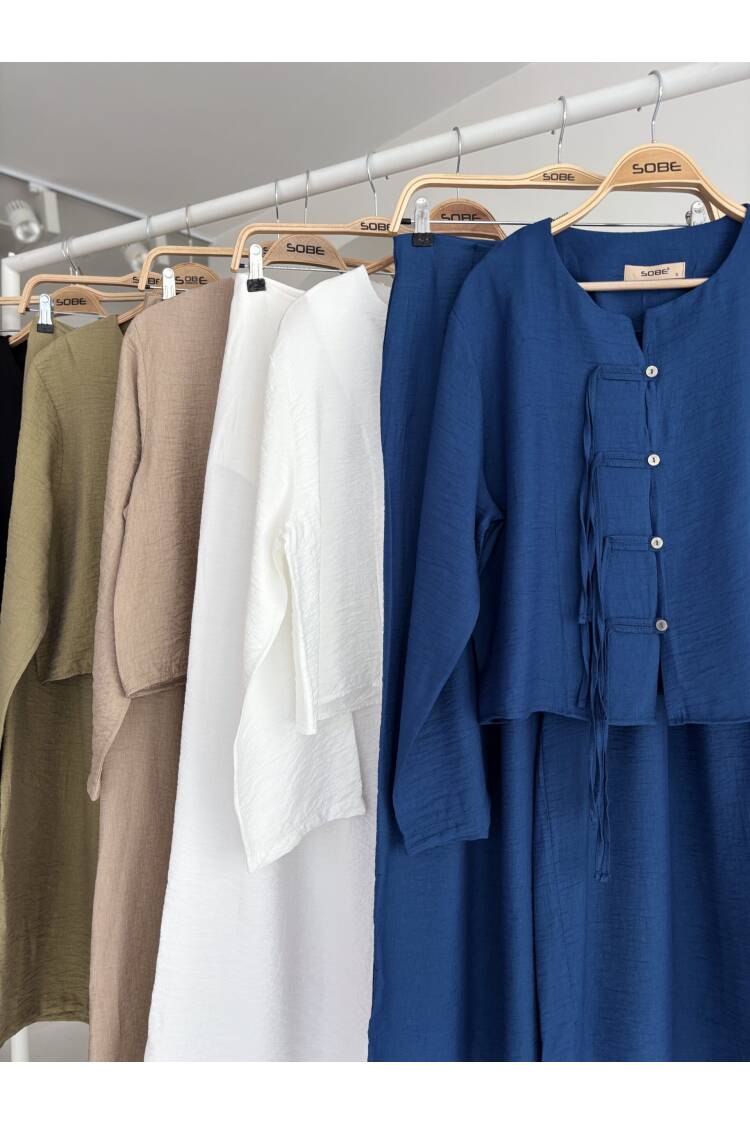 Slim Cord Detailed Front And Double Leg Trousers Suit