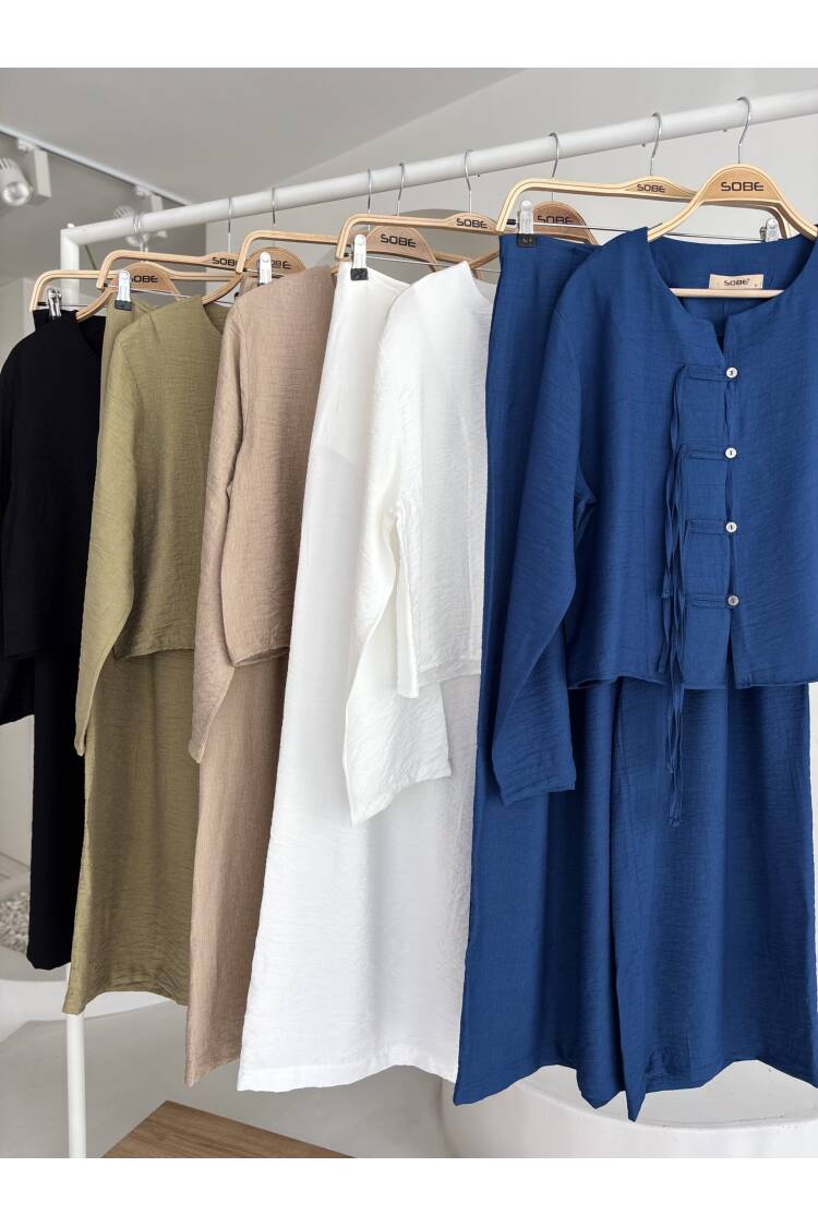 Slim Cord Detailed Front And Double Leg Trousers Suit