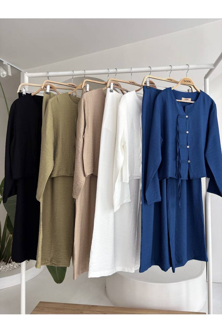 Slim Cord Detailed Front And Double Leg Trousers Suit