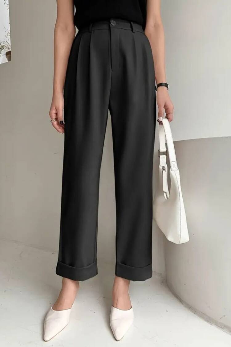 Women's High Waist Pocket Atlas Pants - Black - Janes - Globality Store - Women Clothes Wholesale Turkey