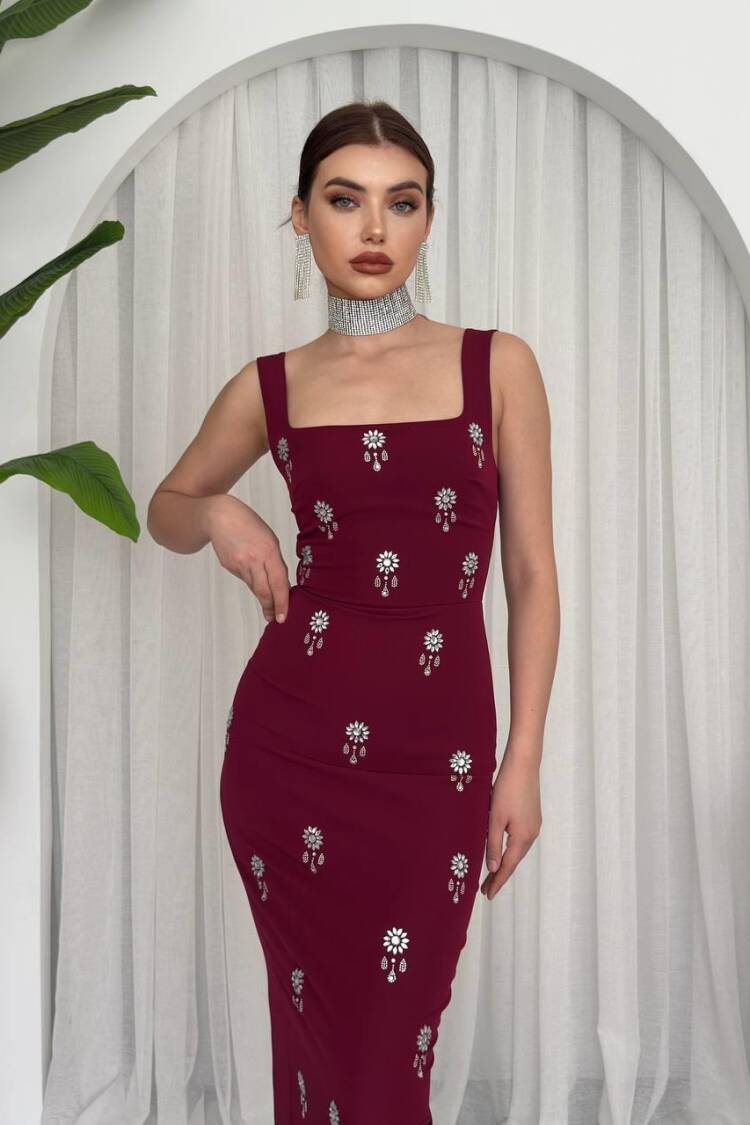 Ners Stone Detailed Dress - Etika - Globality Store - Women Clothes Wholesale Turkey