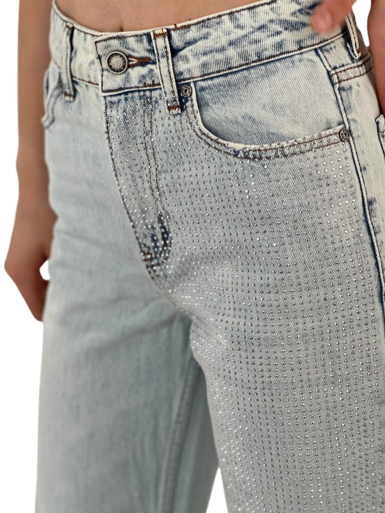 White Leg Denim Ice Blue/İCE Blue One Leg Stone Or