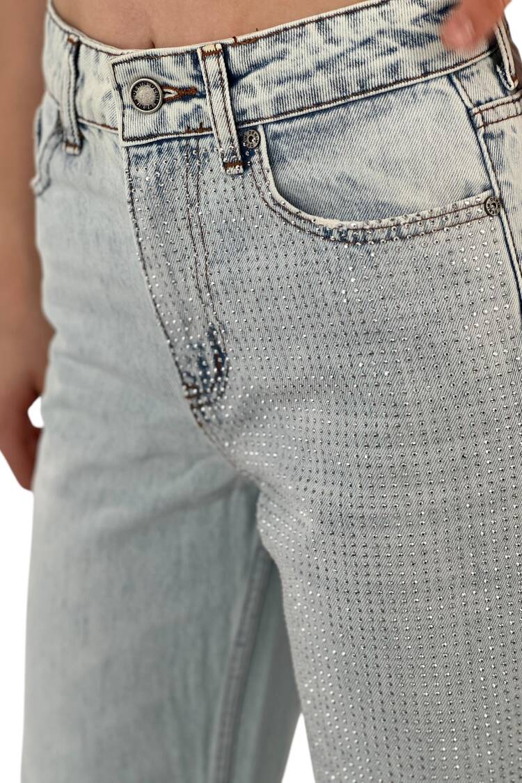 White Leg Denim Ice Blue/İCE Blue One Leg Stone Or