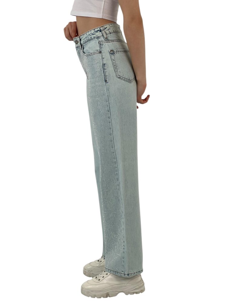 White Leg Denim Ice Blue/İCE Blue One Leg Stone Or