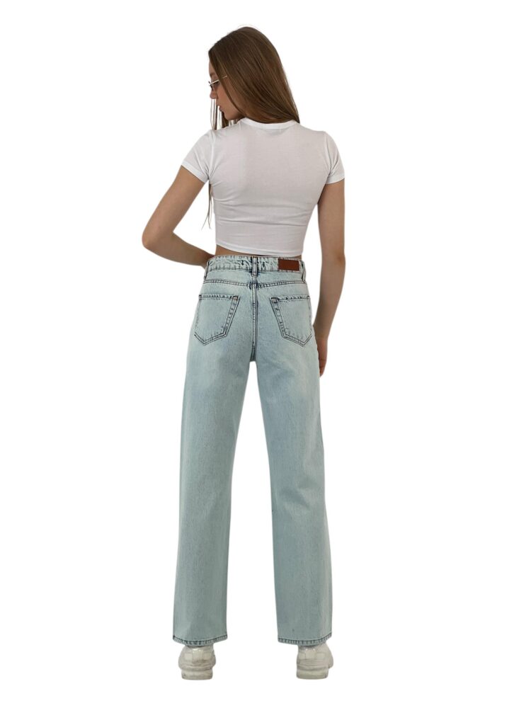 White Leg Denim Ice Blue/İCE Blue One Leg Stone Or