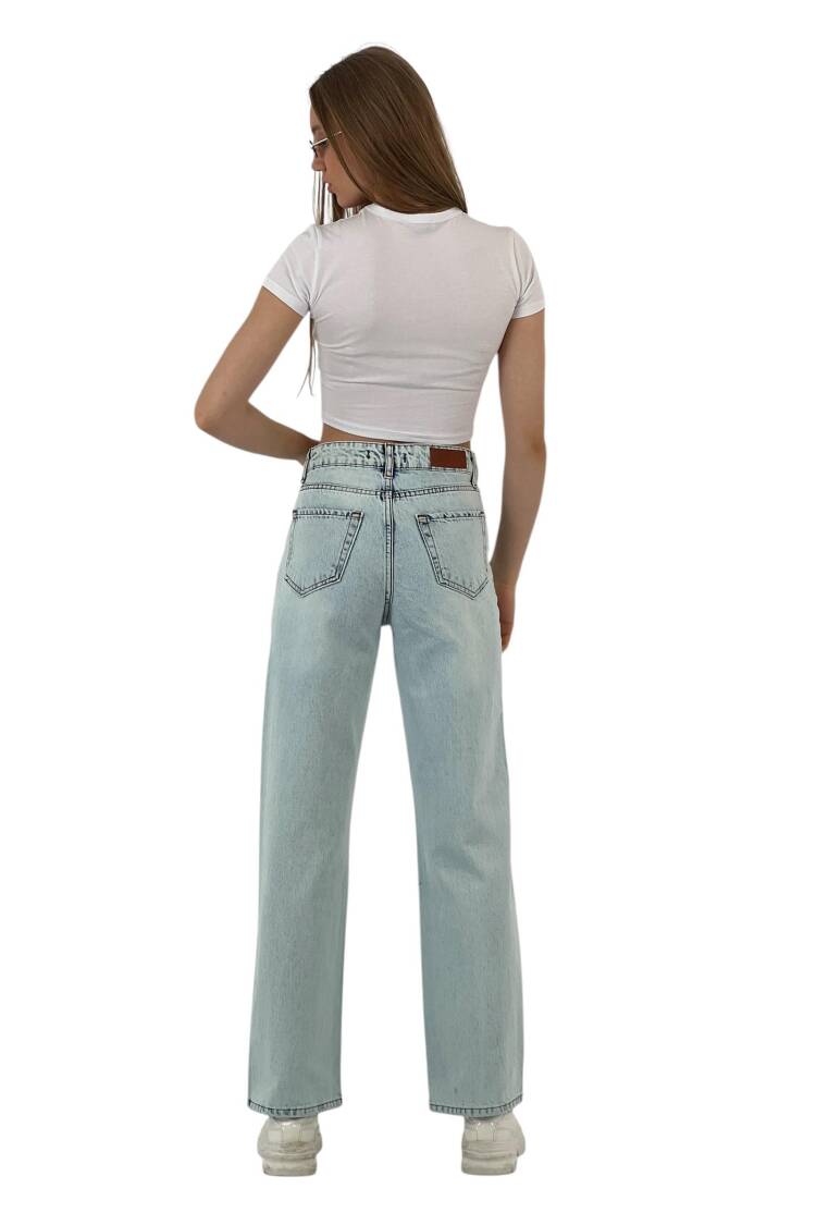 White Leg Denim Ice Blue/İCE Blue One Leg Stone Or