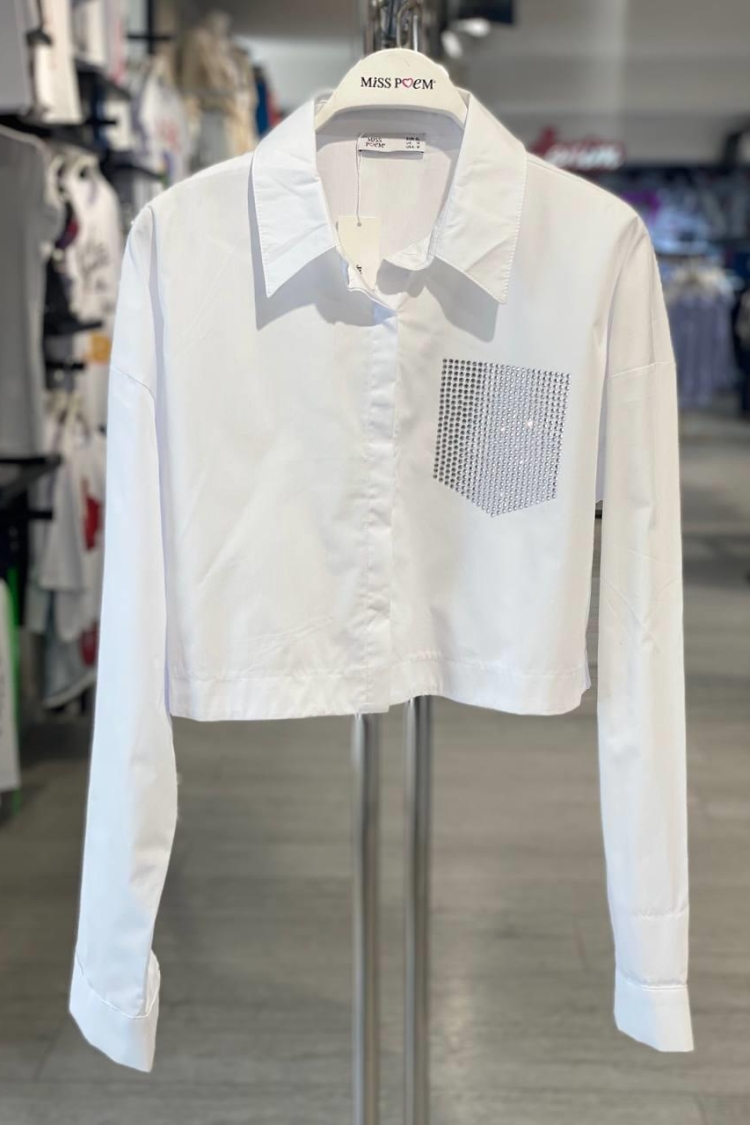 Make Shirt Pocket Stone. - MISS POEM - Globality Store - Women Clothes Wholesale Turkey