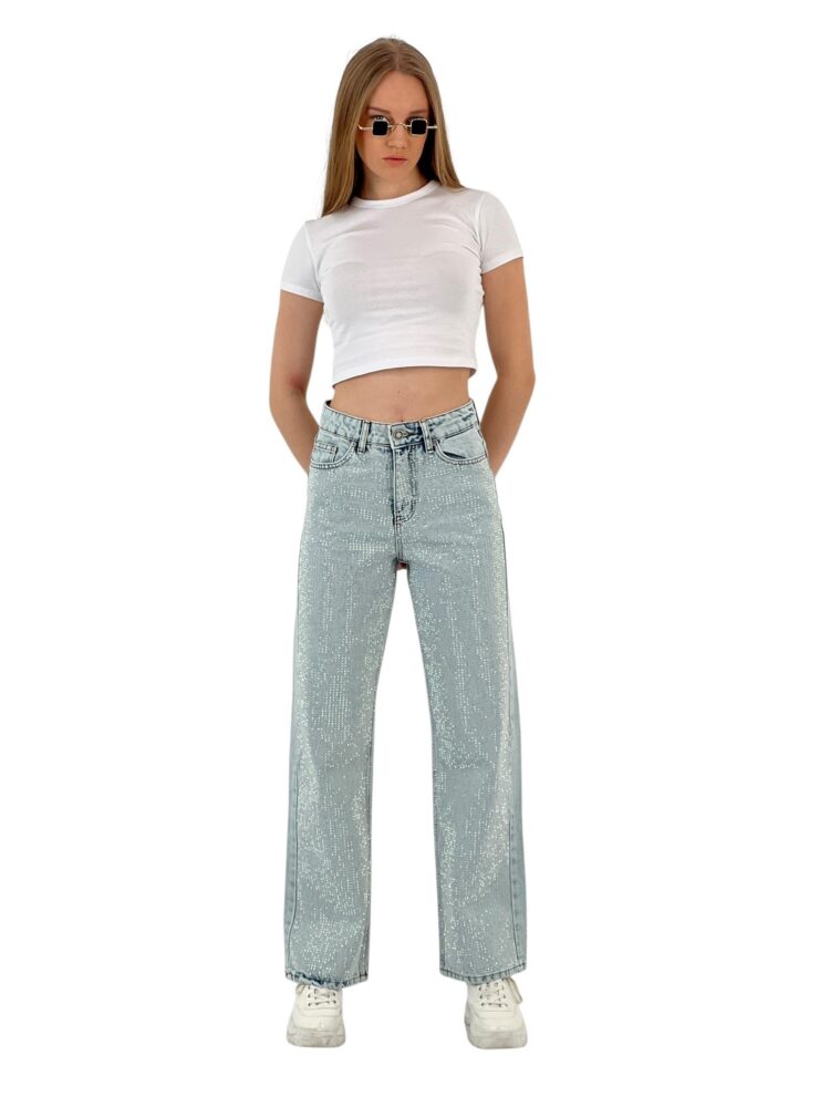 White Leg Denim Ice Blue/İCE Blue Double Leg Stone