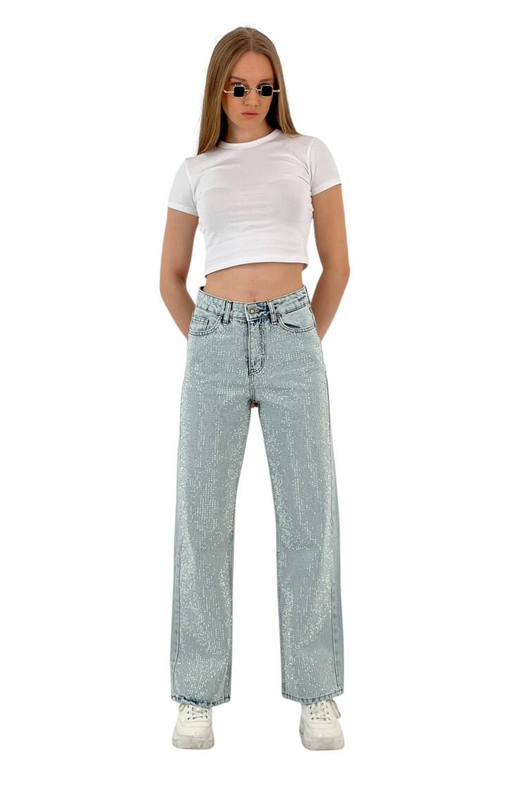 White Leg Denim Ice Blue/İCE Blue Double Leg Stone