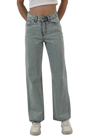 White Leg Denim Ice Blue/İCE Blue Double Leg Stone - MISS POEM - Globality Store - Women Clothes Wholesale Turkey