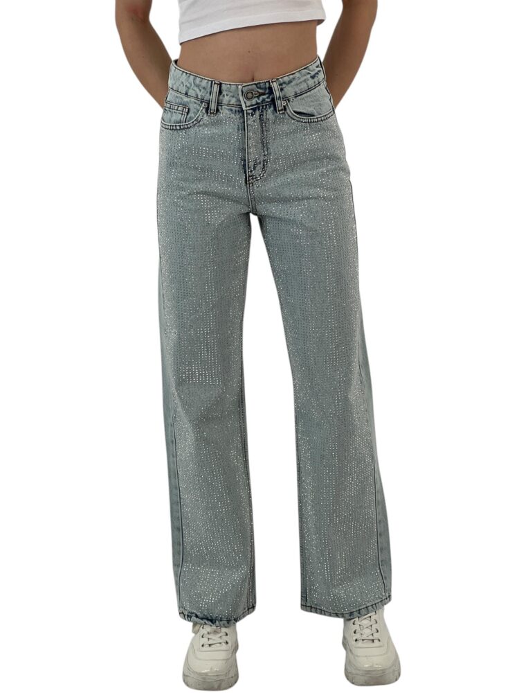 White Leg Denim Ice Blue/İCE Blue Double Leg Stone - MISS POEM - Globality Store - Women Clothes Wholesale Turkey