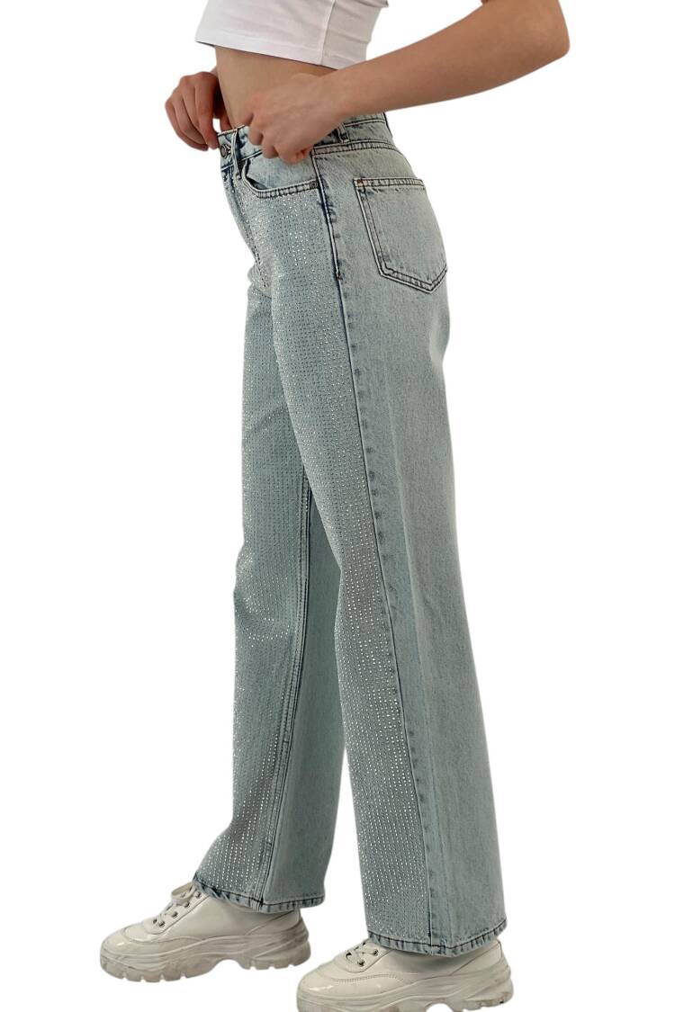 White Leg Denim Ice Blue/İCE Blue Double Leg Stone