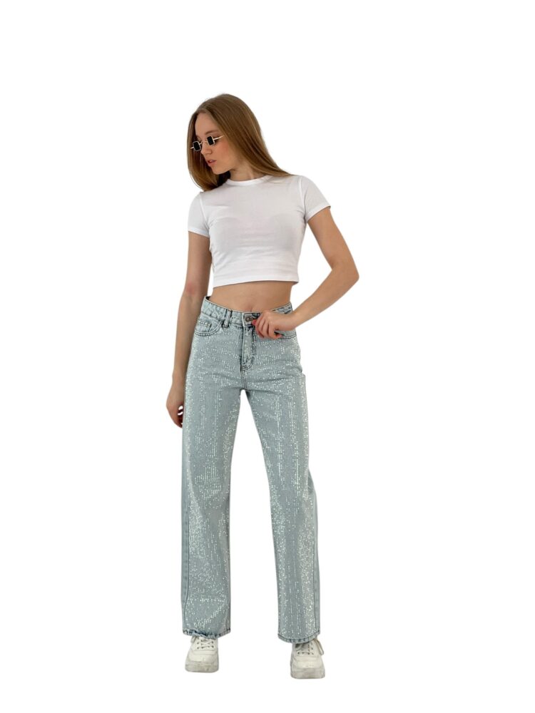 White Leg Denim Ice Blue/İCE Blue Double Leg Stone