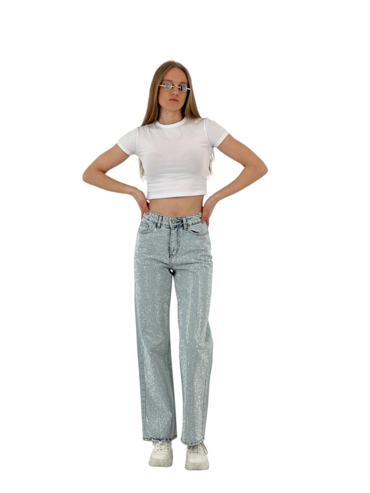White Leg Denim Ice Blue/İCE Blue Double Leg Stone