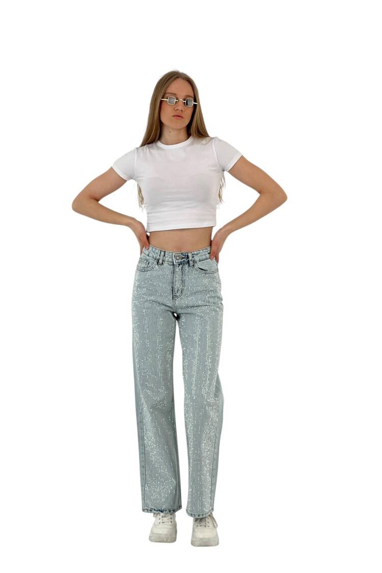 White Leg Denim Ice Blue/İCE Blue Double Leg Stone