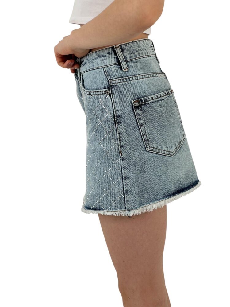 Denim Skirt Snow Wash Baklava Pattern Stone.