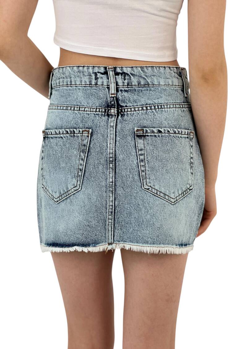 Denim Skirt Snow Wash Baklava Pattern Stone.