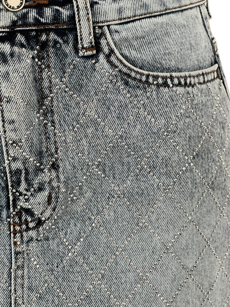Denim Skirt Snow Wash Baklava Pattern Stone.
