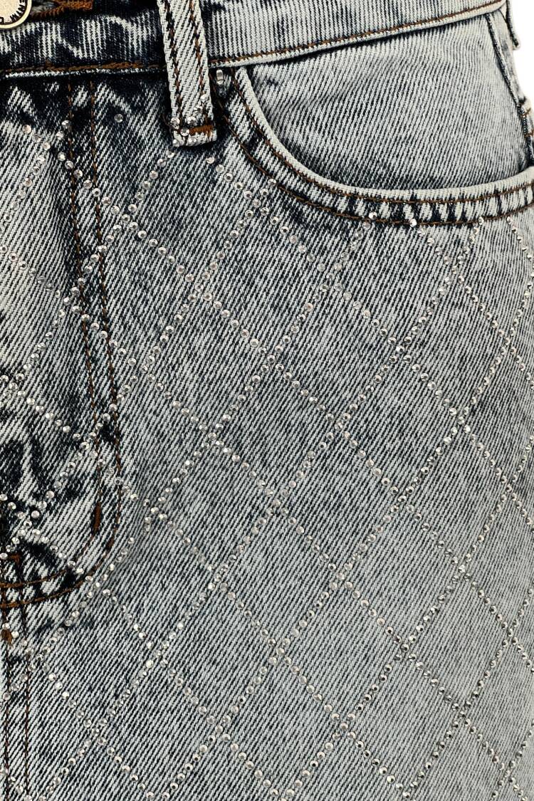 Denim Skirt Snow Wash Baklava Pattern Stone.