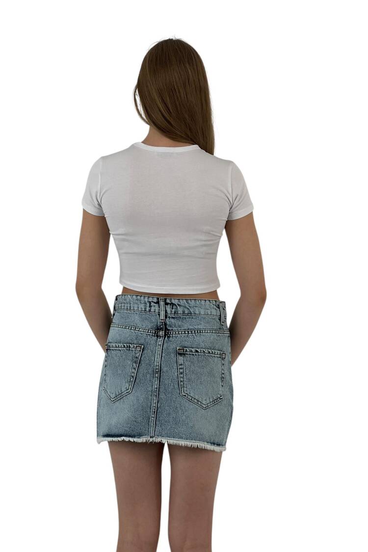 Denim Skirt Snow Wash Baklava Pattern Stone.